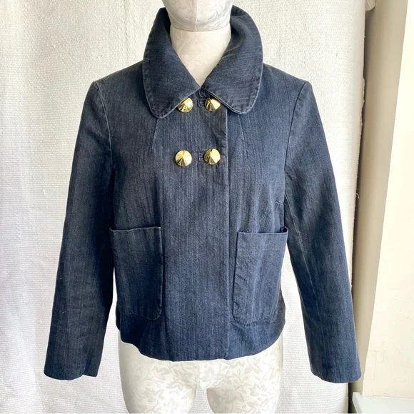 3.1 Phillip Lim M Stretch Denim Blazer Grey Black Casual Jean Jacket Spring Fall - Picture 10 of 10